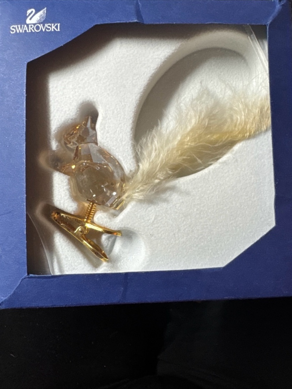 Swarovski figurine Squirrel/Feather tail Blue Presentation Box with Label